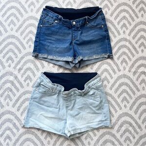 TIME AND TRU Maternity Denim Jean Shorts Full Panel Medium 8-10